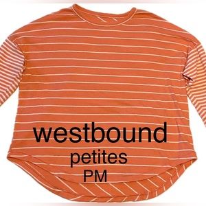 Westbound Petites Shirt Stripes Contrasting Sleeves Drop Shoulders PM Medium